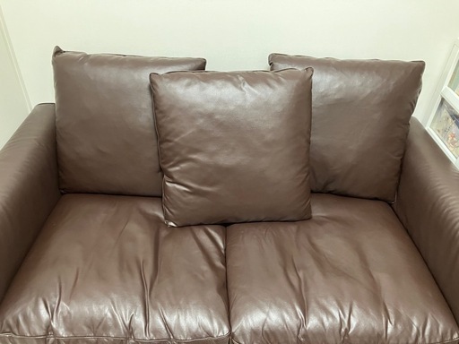 ブラウン レザー 2人掛けソファ
