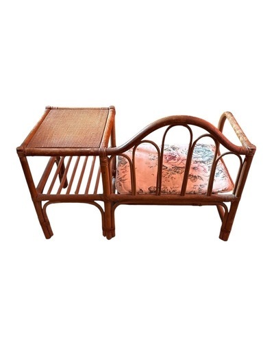 籐　ラタン　テレフォンチェア　椅子　テーブル　電話台　アンティーク　レトロ 籐 ラタン テレフォンチェア 椅子 テーブル 電話台 アンティーク