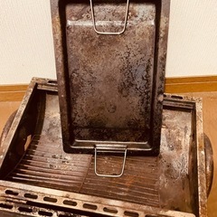 バーベキューコンロセット　コンパクト 写真のように使用感ありますが、まだまだ使用できます。の画像
