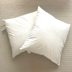 IKEAカバー付無印良品フェザークッションの画像