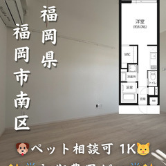 【初期費用ゼロ🙌】福岡市南区 家賃9.8万 1K ペット相談可◎
