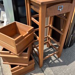 木製棚　引出収納ボックス　の画像