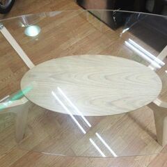 幅120cm ラバーウッド製 ガラスセンターテーブル 幅120cm ラバーウッド製 ガラスセンターテーブル｜モダンデコ公式