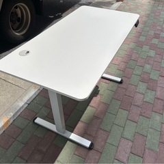 電動昇降デスク　白　ワークデスク　電動の画像