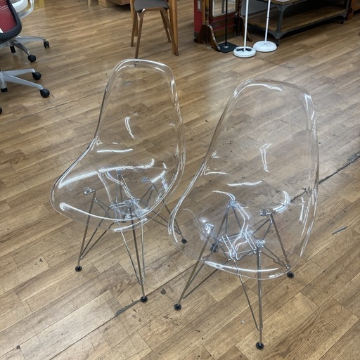 S387 ⭐ ２脚セット イームズチェア リプロダクト ジェネリック クリア 透明 USED