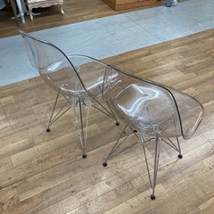 S387 ⭐ ２脚セット イームズチェア リプロダクト ジェネリック クリア 透明 USEDの画像