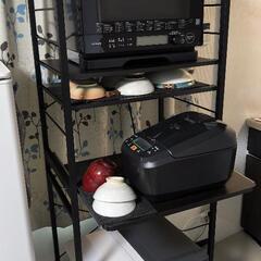レンジ台 スリム棚 キッチンラック ゴミ箱収納可 約60cm幅の画像