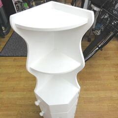 木製 トイレ収納ラック コーナータイプ ホワイト 幅16㎝×奥行16㎝×高さ90㎝ トイレ用品 収納棚 西岡店の画像