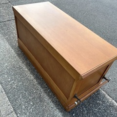 【💐カントリー調/玄関収納ベンチ】小物物入れ　サイドボード　引き出し　下駄箱　タイル　アメリカン　スリッパラック　室内　インテリア　家具　木材　腰掛け　茶色　ライトブラウン　お洒落　昭和レトロ　花柄の画像