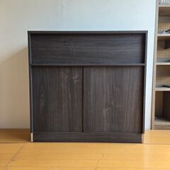 未使用訳あり 付き折りたたみ型ケージ カウンター下収納 幅90 奥行32.5 高さ87.5 cm ブラック ペットケージ ペットゲージ ペットサークルの画像