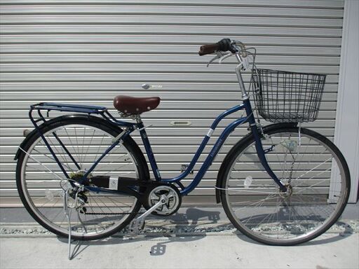 E458★限定特価★ 中古自転車 【　27インチ　ママチャリ　青　6段　LEDオートライト 】