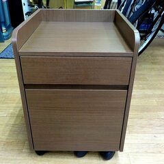 キャスター付き デスクワゴン ミドルブラウン 袖机 幅40.5㎝×奥行45㎝×高さ57.5㎝ テーブル 机 西岡店の画像