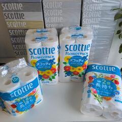 【新品未開封まとめて】scottie　トイレットペーパー４袋　ティッシュボックス５箱入り×７セット　スコッティの画像