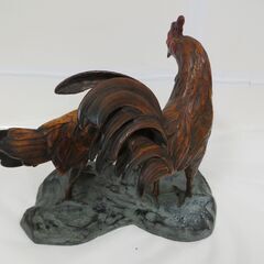 置物 金属製 鶏 ニワトリ にわとり 2羽 番 つがい 幅36cm×奥行28cm×高さ35cmの画像