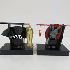 置物 寿印70番 軍扇陣笠揃 五月人形 端午の節句 幅43cm×奥行11cm×高さ21cm の画像