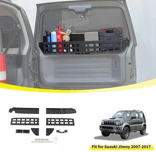 JB23に適合 TESIN 車のテールゲート 窓 枠フェンス 収納 ボックス オーガナイザー ラック ブラケット スズキ ジムニー