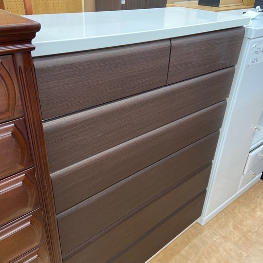 ニトリ　6段チェスト　ダークブラウン×ホワイト