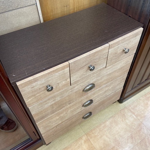 中村敬木工　4段チェスト　ナチュラル×ブラウン　程度B