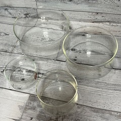 耐熱ガラス製レンジボウル 蓋付 4個セット 保存容器の画像