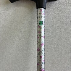 ①島製作所　伸縮杖　花柄シルバー　新品の画像