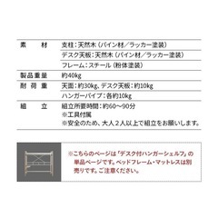 デスク付ハンガーシェルフ W220×D60×H196cm 単品の画像
