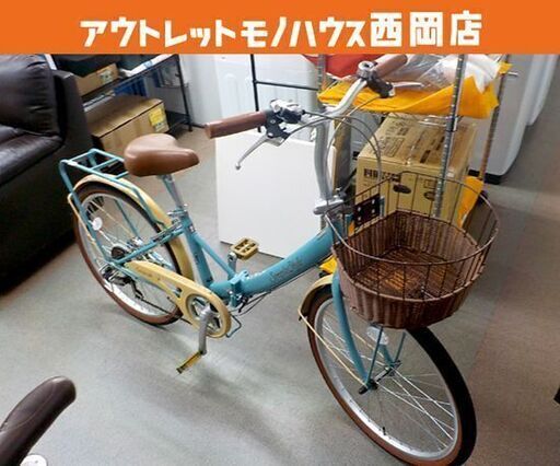 現状品 折りたたみ自転車 Simple Style 24インチ ブルー×アイボリー