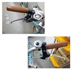 現状品 折りたたみ自転車 Simple Style 24インチ ブルー×アイボリー×ブラウン カゴ付き 6段変速 西岡店の画像