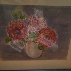 パステル画　バラの画像