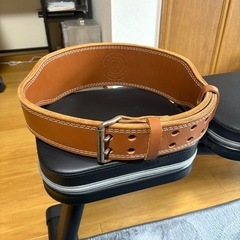 美品ゴールドジム最高級プロレザートレーニングベルトの画像