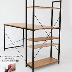 新品・未開封　パソコンデスク⑤(ブラック×ナチュラルカラー)の画像