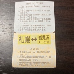 中央バス　高速岩見沢号　乗車券1枚の画像