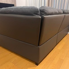 【値下げ】L字ソファ　布貼り　カウチソファ　の画像