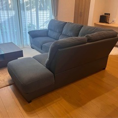 【値下げ】L字ソファ　布貼り　カウチソファ　の画像