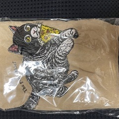 未使用訳あり品　トートバッグ 猫刺繍 ショッパー サブバック エコ ブラック アイボリー ネイビー ブルー コーデュロイ Jubilee ジュビリー アート 動物 キャット ネコ の画像