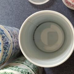 茶筒 3個セット 緑 青 赤の画像