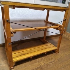 【日本製】天然木デスク　スライドテーブル付きの画像