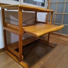 【日本製】天然木デスク　スライドテーブル付きの画像