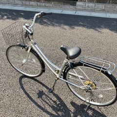 値下げ　マルイシ　27インチ自転車　3段ギア　シルバーxブラック　譲渡証明書付き　番号式リング錠　オートライトの画像