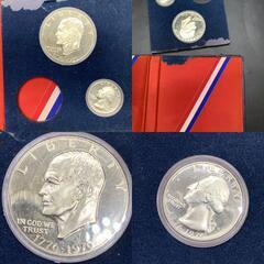 X221アメリカ建国200周年記念 プルーフ銀貨セット※2枚のみ 1776-1976 リバティー コイン USA　1976-S U.S. Mint Bicentennial Proof Silver Set in original Government Packagingの画像