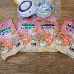 未使用、保管品【ぺろぺろ味覚王本体&フード2セットとステンレスごはんにゃわん2個】ドギーマン、キャティーマンの画像