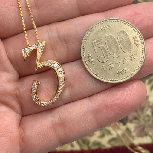 ゆきざき　ノンブル　ナンバーペンダント　Mサイズ　K18 0.42ct 7.8g