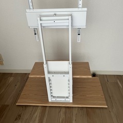 テレビスタンド おしゃれ ハイタイプ 壁寄せ 木目 ウッド 最大65型対応 テレビ台 ハイタイプテレビ台 転倒防止 自立式 スリム 薄型 配線隠し 伸縮 壁面 省スペース 壁寄せテレビスタンドの画像