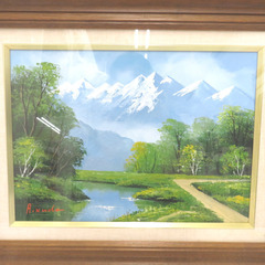 骨董・民芸品 インテリア 工藤昭重 北アルプス 油彩 油絵 風景画 絵画 F4号【中古】 【キモノオフ野々市若松店】の画像