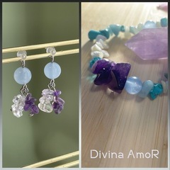 アメジストとジェイドピアスの画像