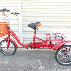 【JM731保管M】実用未使用 折り畳み 三輪自転車 3輪自転車 トライク 大人用三輪車 レッドカラーの画像