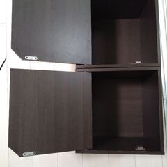 不二貿易　キューブボックス　ダークブラウン　扉付き　2つの画像