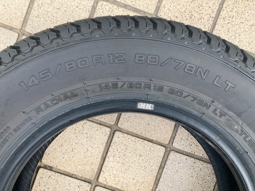 145/80R12  80/78  タイヤ　軽トラ軽バン 新車外し  