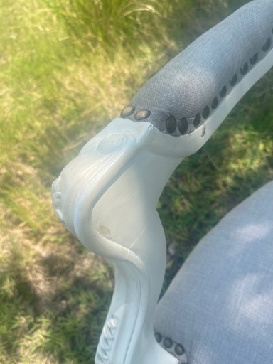 グレーホワイト猫脚ロココ調アンティーク調布張りダイニングチェア