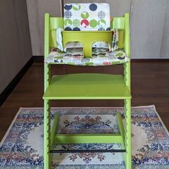 (商談中)フルセット●STOKKE 木製イス★ストッケ トリップトラップ★ベビーセット(背あて＆ガード+専用クッション/カバー)付◎4ヶ月位～S/Ｎ4～岡崎市の画像