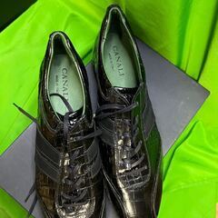 イタリア製canali カナーリメンズレザースニーカーサイズ42@Yの画像